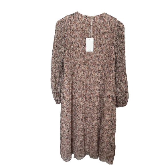 Aritizia Wilfred Daydreamer Midi Dress Women’s Sz Small Coral Wine Pleated Boho - Picture 3 of 9